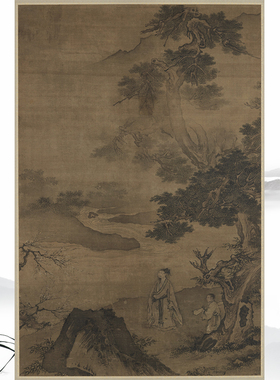马远 携琴探梅图 复古书画竖版挂轴国画微喷仿古临摹装裱礼品装饰