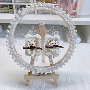 【抱财猫】兔子跺跺原创设计手工耳环s925银耳钩可爱耳夹（偏重）