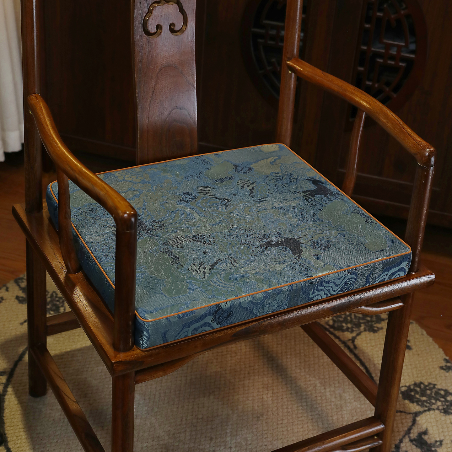 新中式乳胶椅子坐垫红木茶椅垫实木圈椅太师椅垫定制加厚防滑座垫