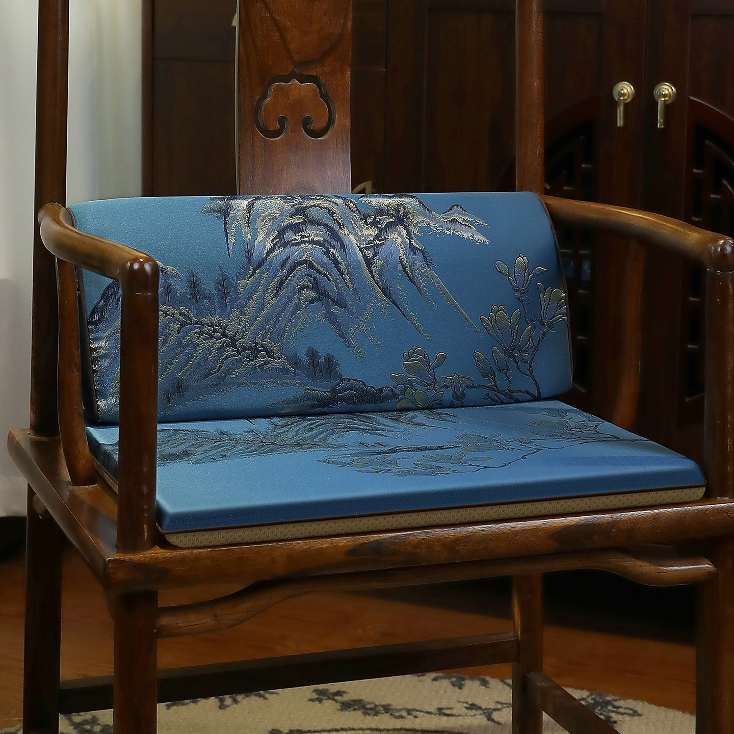 中式椅垫高档红木椅子坐垫一体实木圈椅主人椅沙发垫护腰靠枕座垫