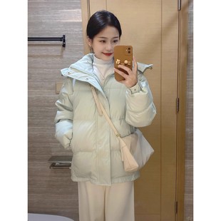 中戏羽绒服女短款2025冬季新款白鸭绒加厚连帽情侣学生小个子外套