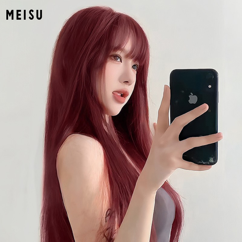 假发女长发树莓红色仿真人长直发