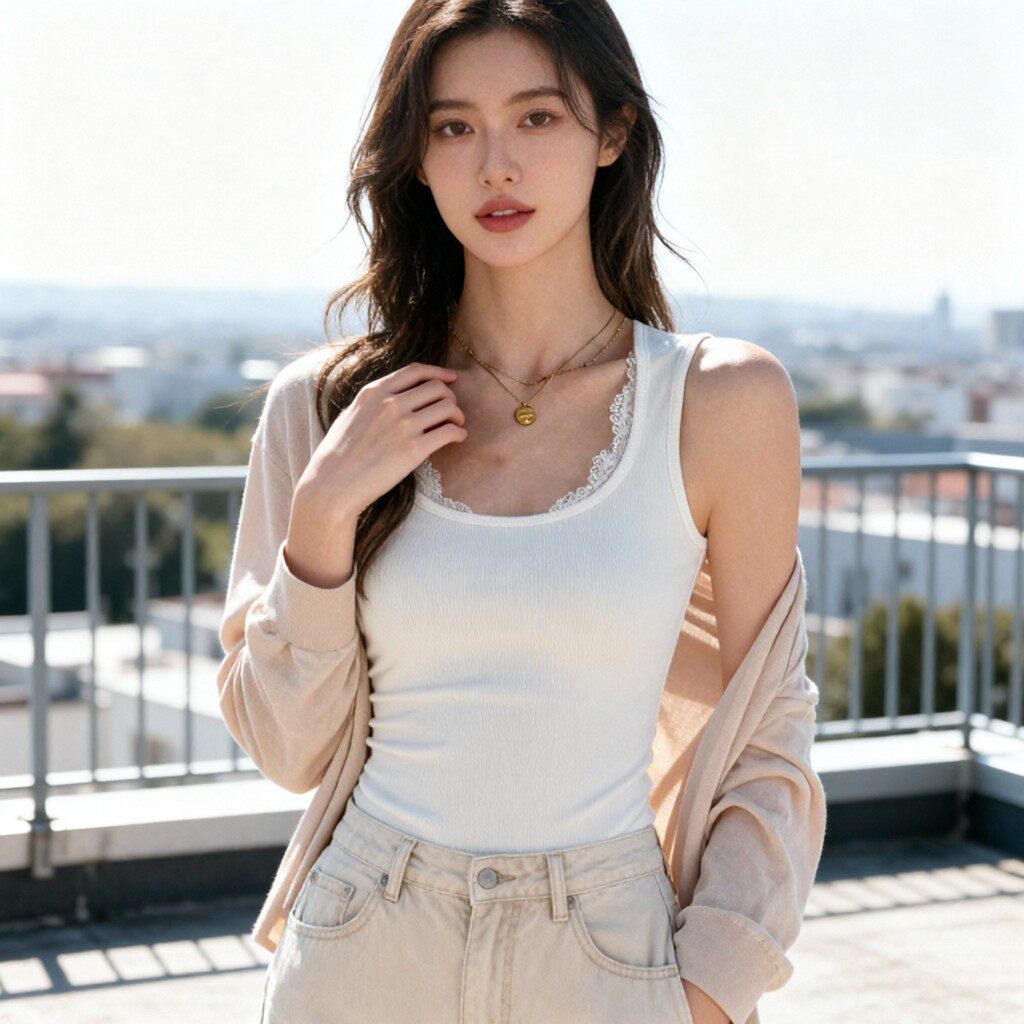 夏季蕾丝拼接遮副乳显瘦吊带