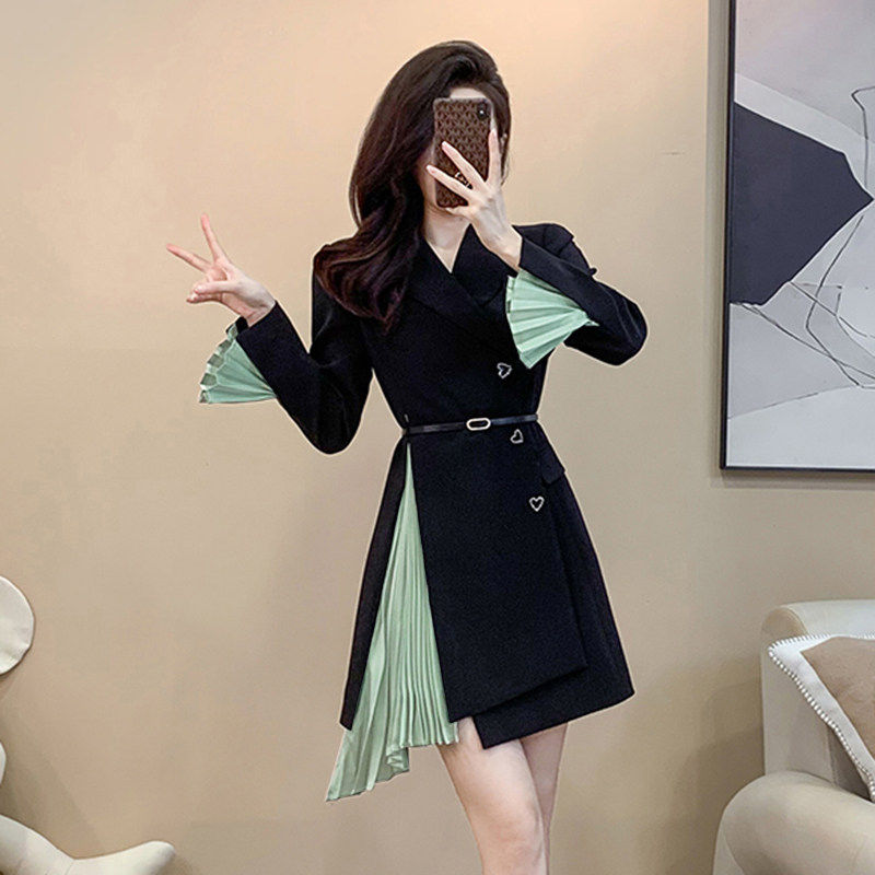 送腰带2026修身新款女短裙小众设计裙子法式职业西装连衣裙1851