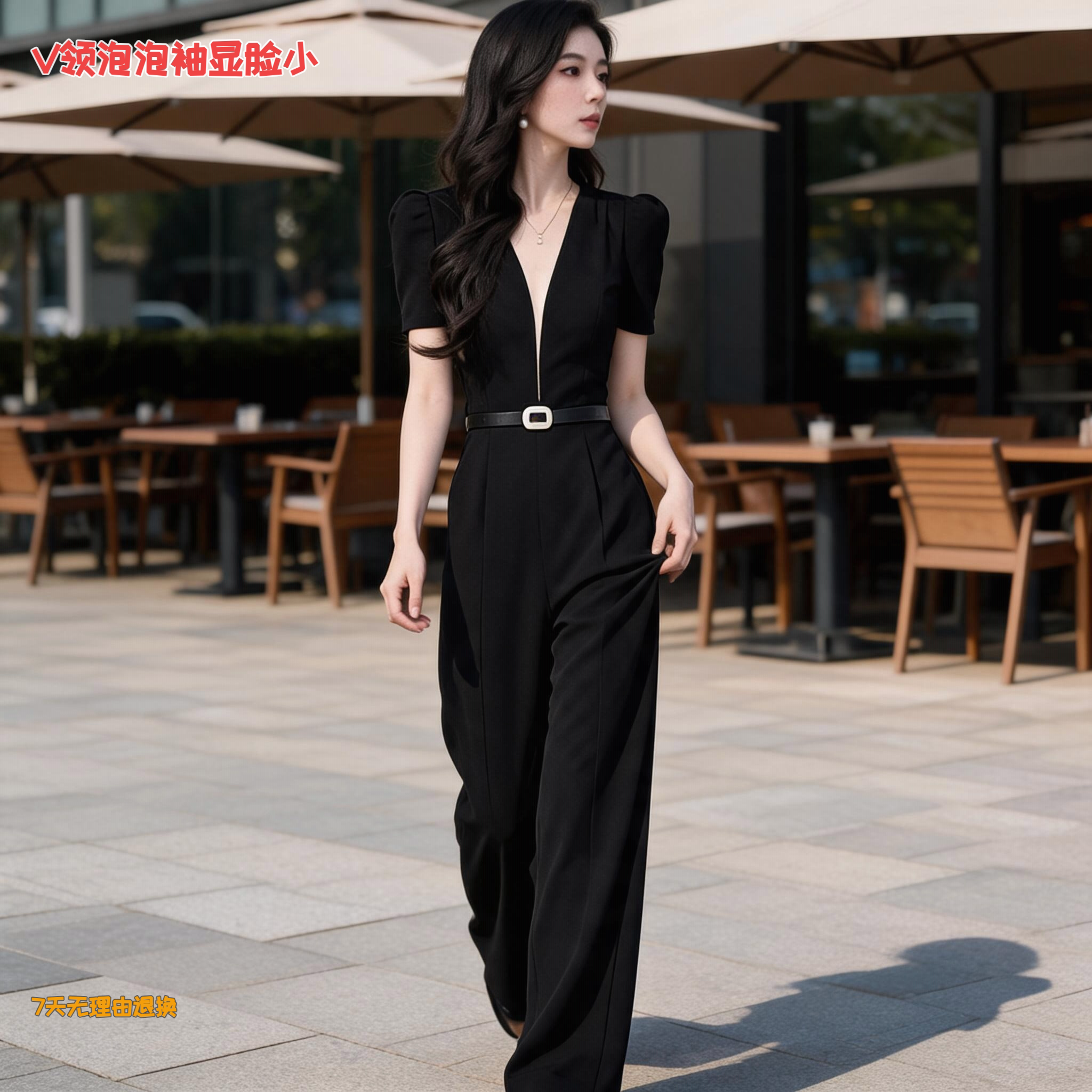 2026夏季新款法式设计感一体式连体裤轻奢气质修身连体衣女D6123