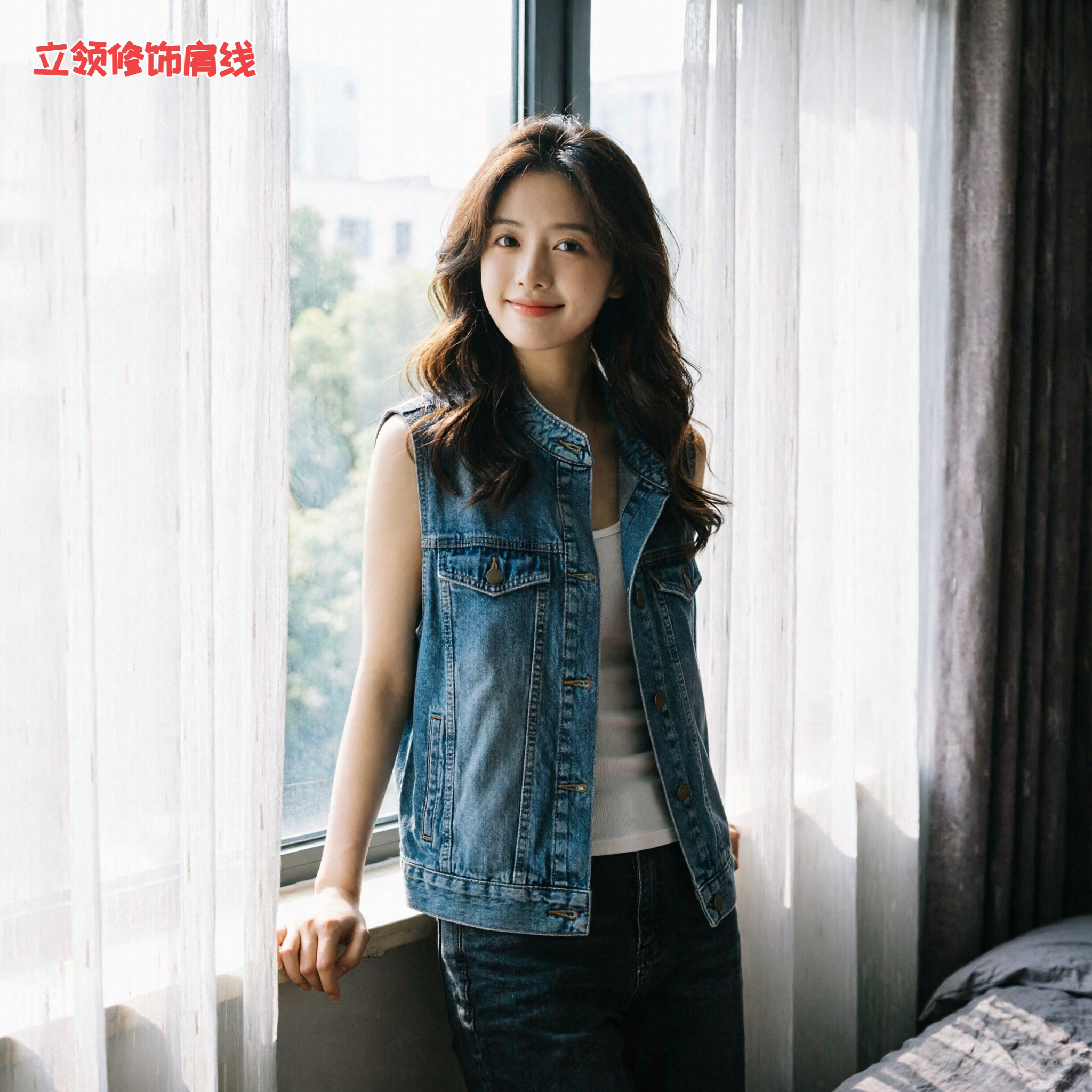 韩系复古国风马甲女款夏季新款小个子机车风美洋立领无袖马夹上衣