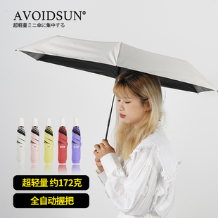 日本AVOIDSUN晴雨两用伞 碳纤维抗UV自动轻便小伞 UPF50+不沾水速