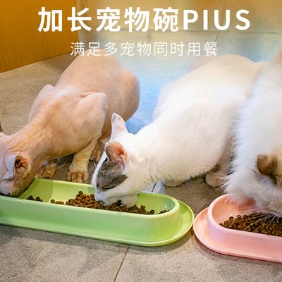 加长多猫共用宠物碗奶猫碗