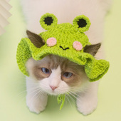 猫咪可爱变装 帽搞怪头饰青蛙针织网红同款 宠物帽英短美短布偶狗狗