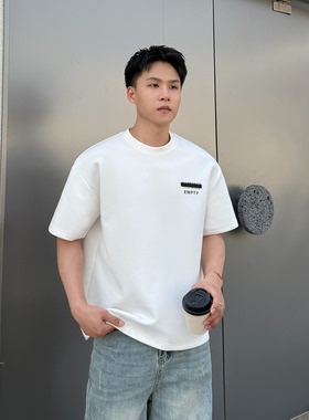 【重工印花】重磅320g太空棉短袖男士2025夏季新款宽松t恤美式