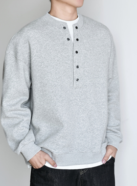 【假两件卫衣】亨利领重磅挺括长袖t恤男春秋厚款休闲上衣套头