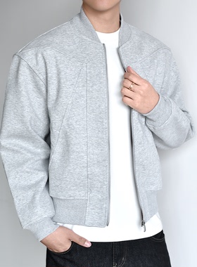 【版型之王】重磅卫衣开衫外套飞行员夹克男秋冬厚款挺括cleanfit