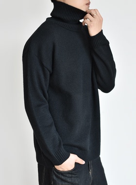 【高领氛围感】重磅650G毛衣男大翻领秋冬厚款针织衫宽松内搭打底