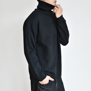 针织衫 重磅650G毛衣男大翻领秋冬厚款 宽松内搭打底 高领氛围感