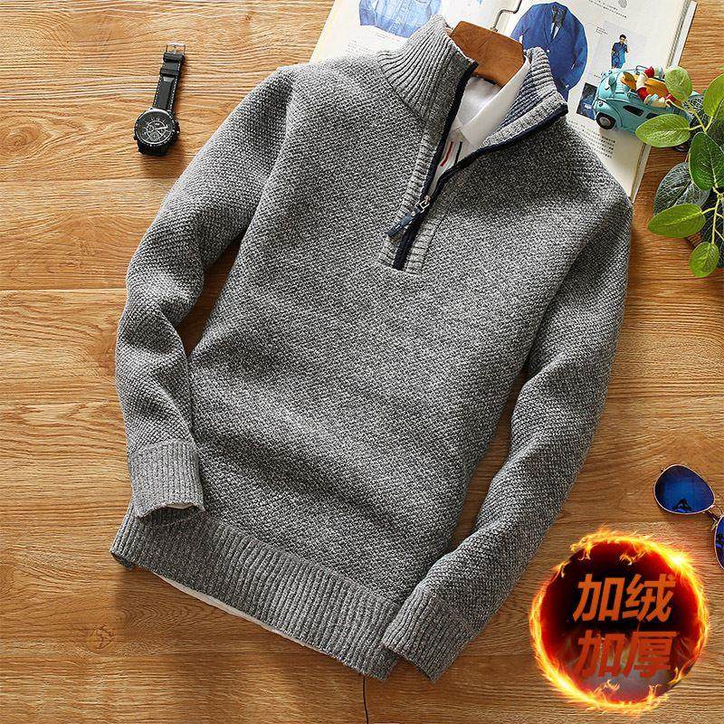 Winter Men's Fleece Thicker Sweater Half Zipper 加厚男士毛衣