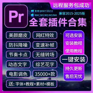 Pr插件合集全套2025软件安装包磨皮转场特效调色预设中文WIN/MAC