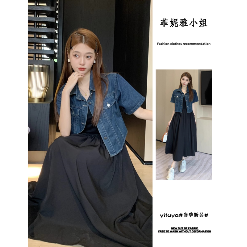 菲妮雅夏季新款女牛仔外套女上衣小个子韩版女外套高级感短款短袖