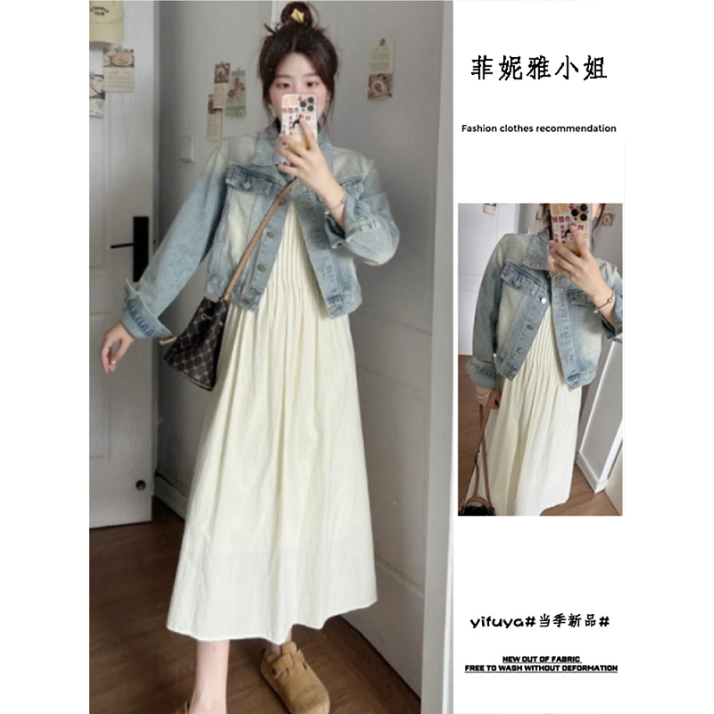 做旧水洗浅蓝牛仔外套女宽松小个子春秋ins复古时尚气质短款上衣