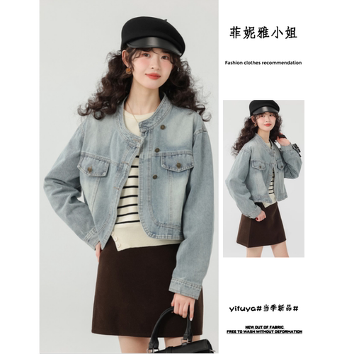 复古小个子牛仔短外套女学生时尚