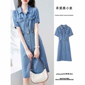 显瘦百搭简约小个子舒适裙子 时尚 气质设计感牛仔连衣裙女夏季 新款