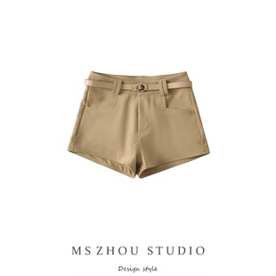 性感 外穿高腰显瘦直筒显腿长包臀a字热裤 辣妹腰带紧身休闲裤 短裤