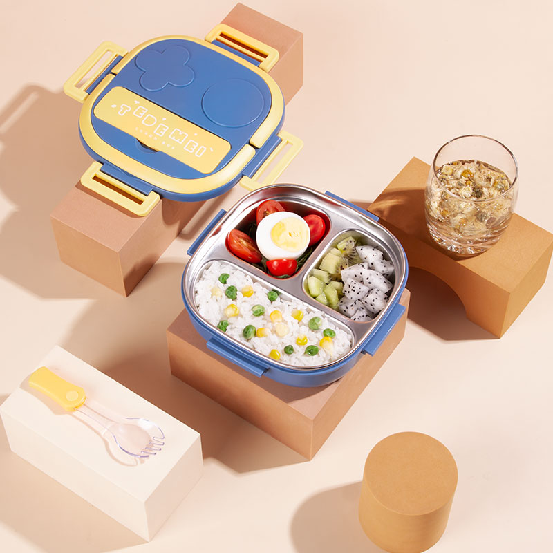 饭盒304不锈钢儿童带盖注水分隔