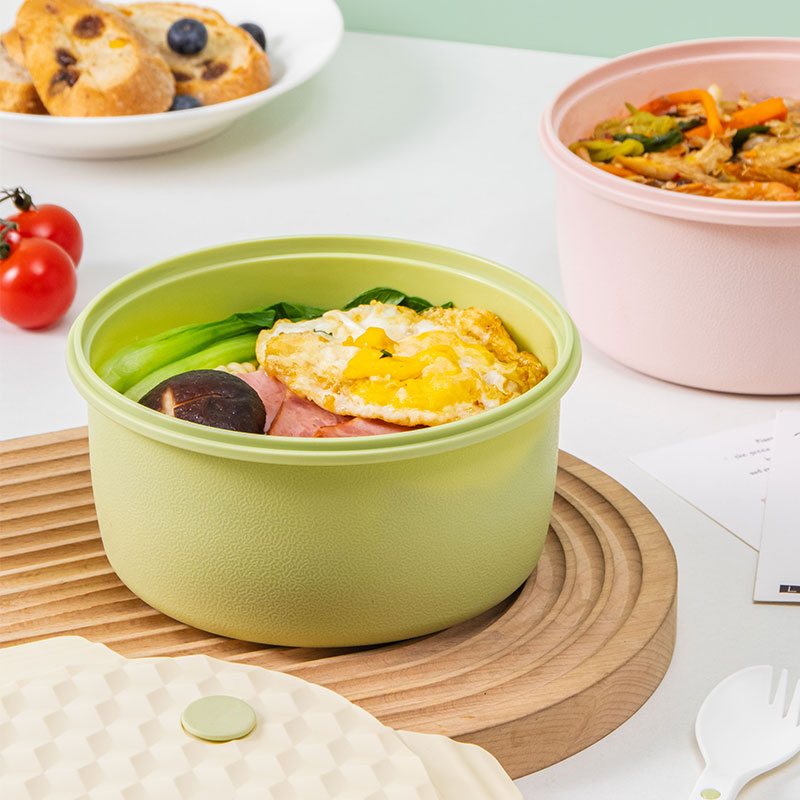 pp食品级材质饭盒可微波炉加热上班族学生泡面碗密封轻便圆形