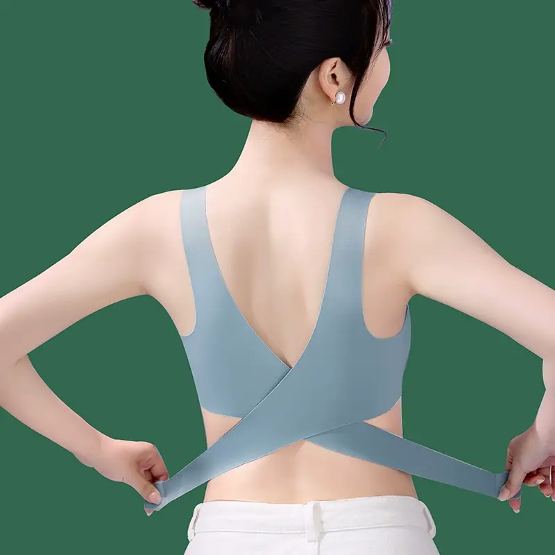 交叉侧排扣无痕无钢圈聚拢文胸