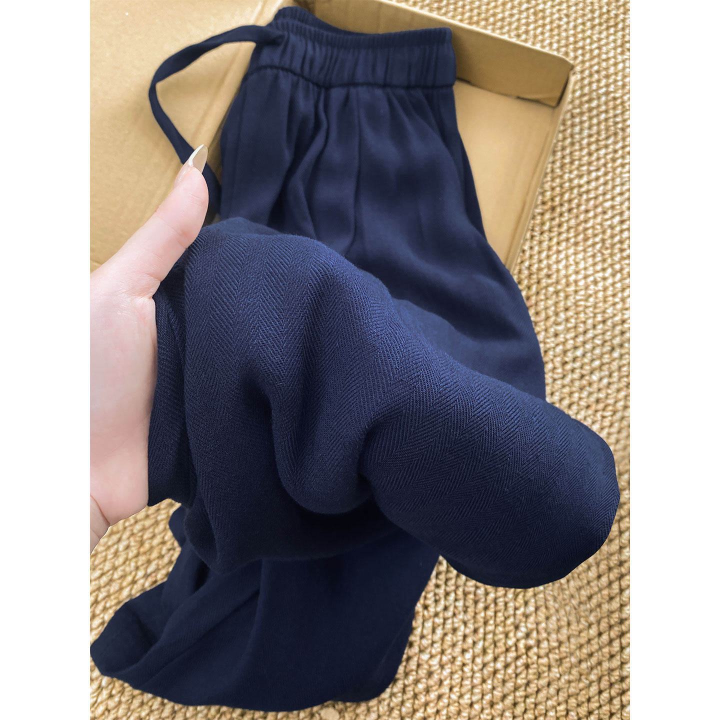 藏青色亚麻女装夏季薄款慵懒垂感