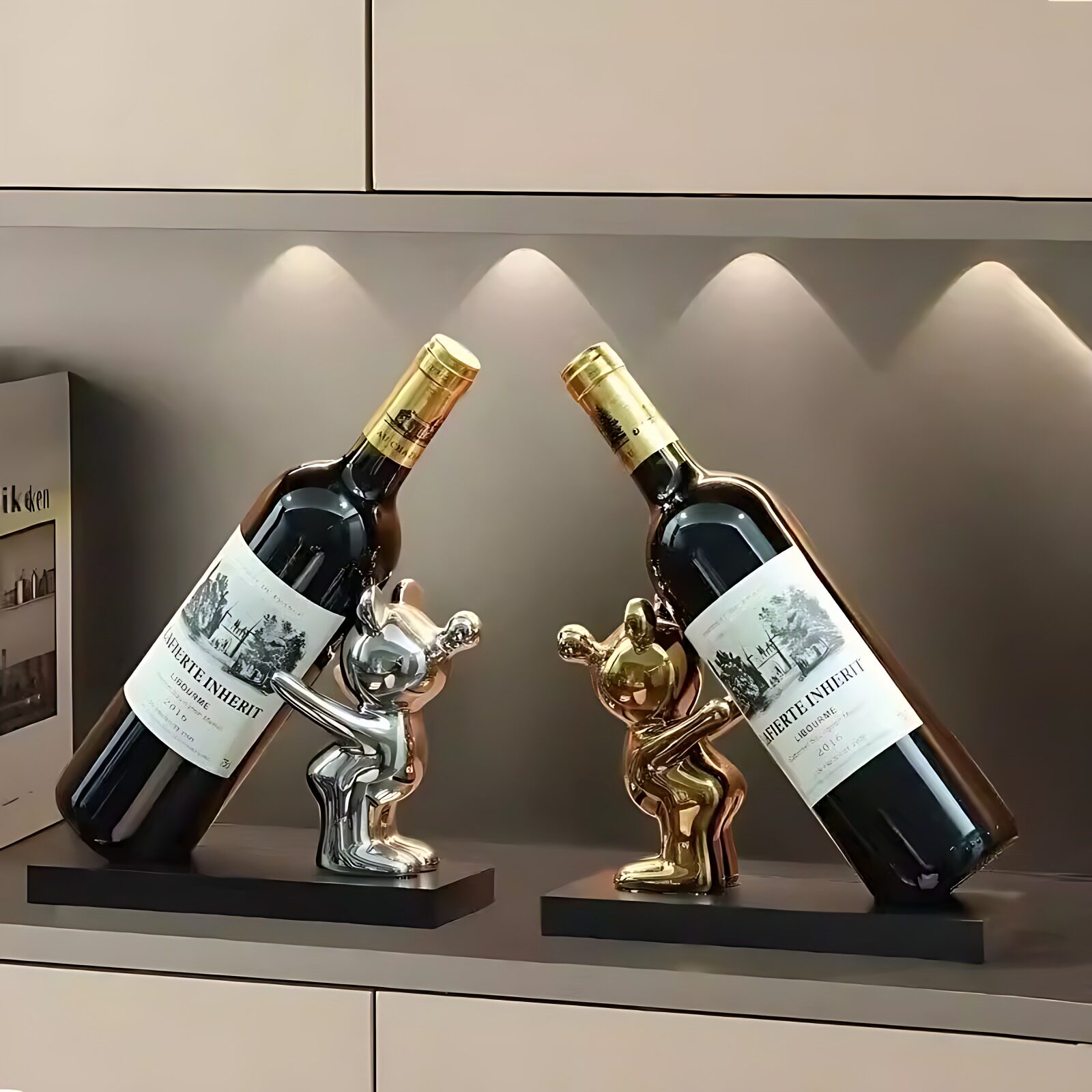 泡泡熊红酒架摆件轻奢高档家居客厅餐边柜酒柜装饰品高级感红酒托