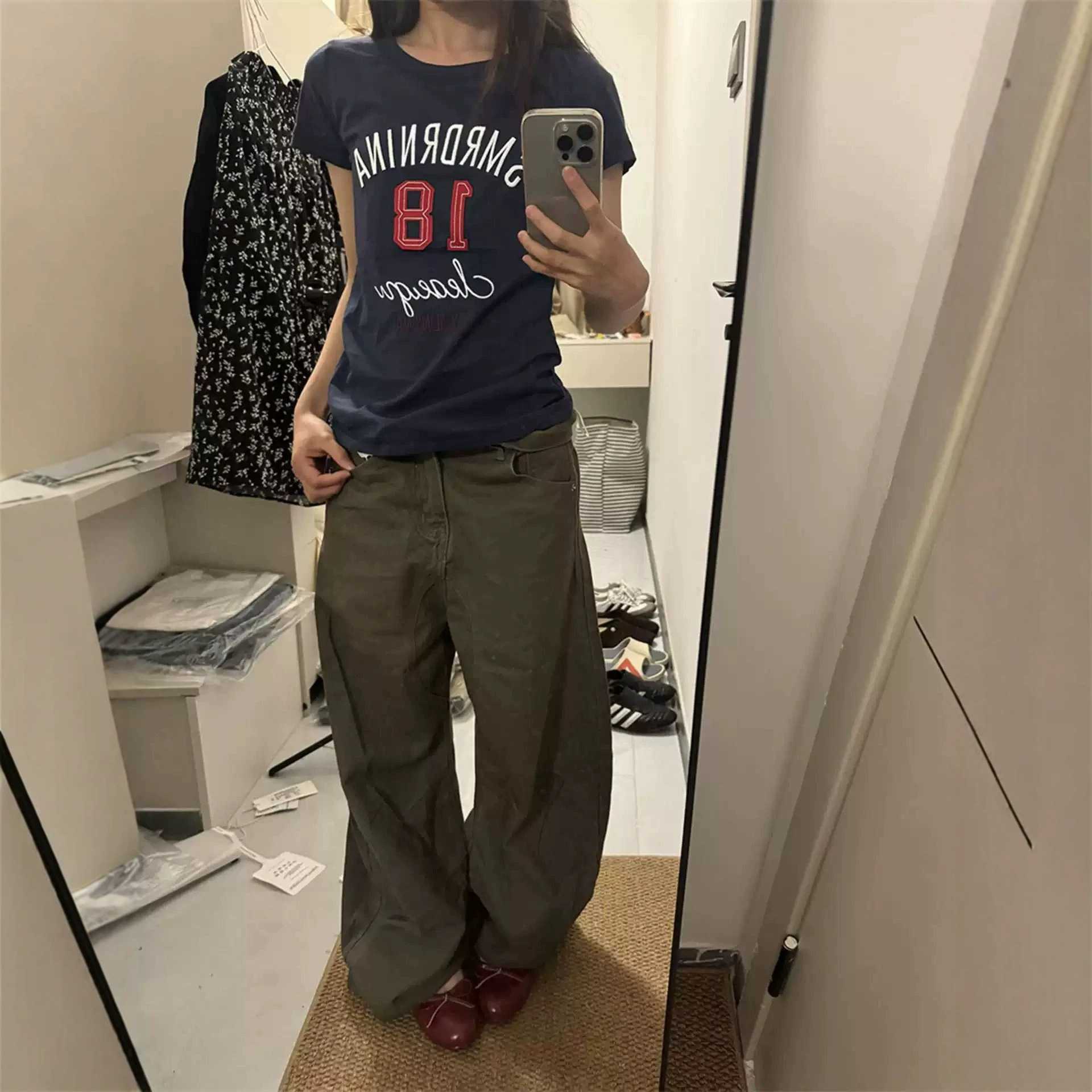 美式辣妹bm风刺绣正肩短袖t恤女夏季修身设计感短款运动球服上衣