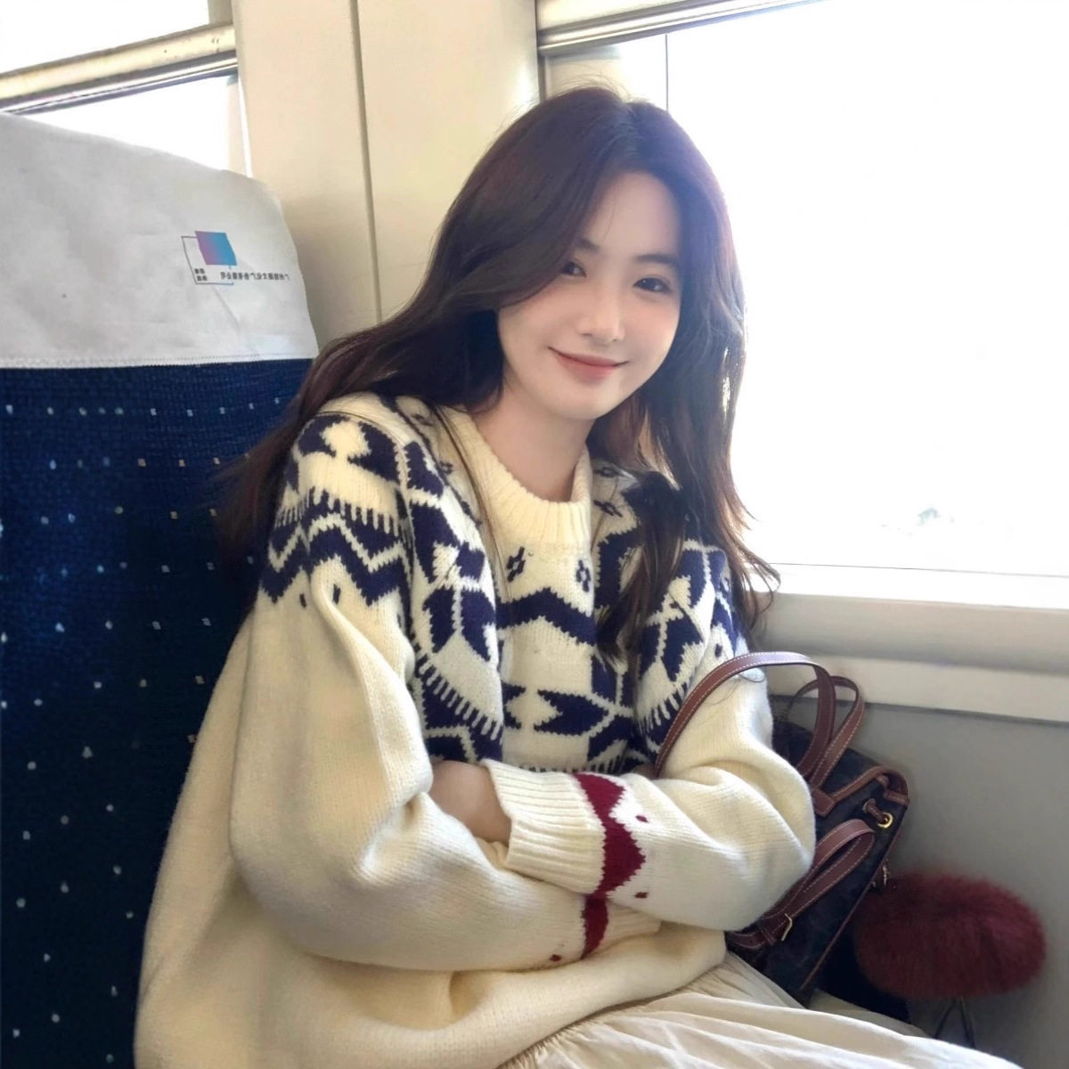 费尔岛毛衣女秋冬2025新款宽松慵懒风软糯圣诞氛围感套头小众