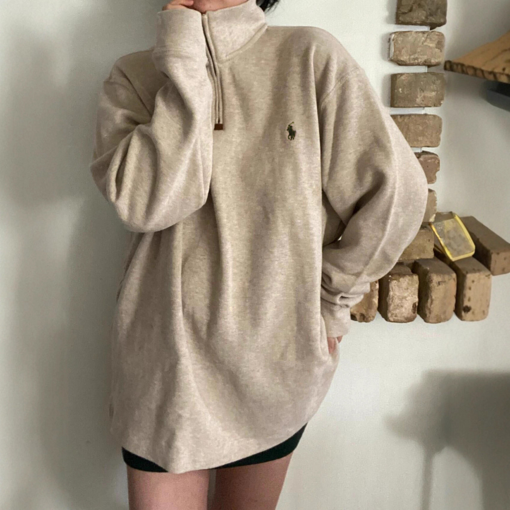 秋季拉夫RL米尼面料半拉链卫衣男女同款小马标刺绣翻领针织衫毛衣