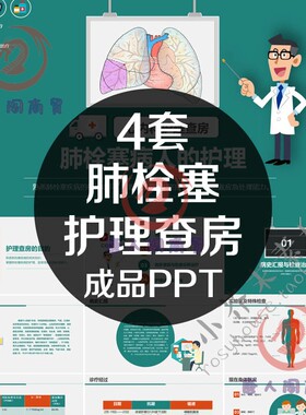 肺栓塞病人的护理查房PPT模板成品工作报告心内科培训动态医疗