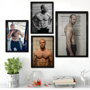 杰森斯坦森海报欧美硬汉动作电影明星肌肉写真健身房装饰挂画相框