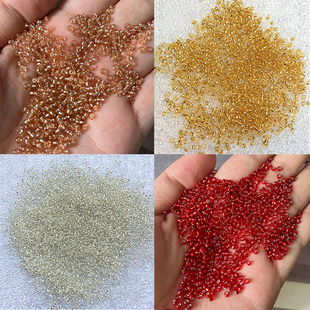 3mm金银色灌银琉璃玻璃米珠散珠子项链手串婚纱饰品diy手工手链