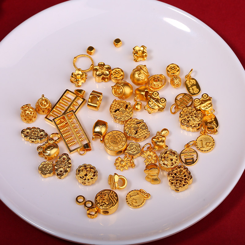 保色沙金古法招财吊坠四叶草隔珠diy手工老金饰品手链铜镀金配件,饰品/流行首饰/时尚饰品新,其他DIY饰品配件,淘宝优惠券,粉丝福利购,淘宝优惠卷