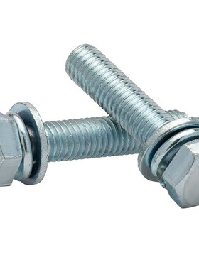 GB9074.17平脑螺丝六角组合螺栓M6M8M10M128.8级镀锌外六角三组合