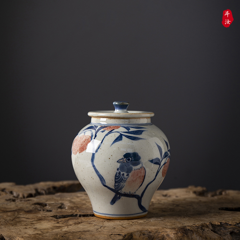 景德镇纯手工复古粗陶茶叶罐