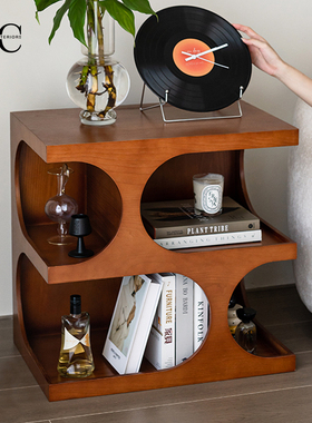 HC中古风沙发边几置物架客厅实木小茶几创意角几卧室床头柜