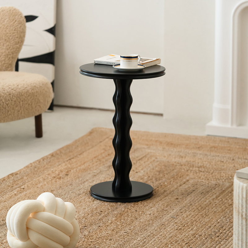 法式复古沙发边几圆形中古角几