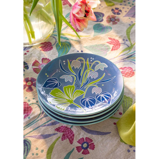 FQR LIVING瑞典Gudrun Assiette手工制作绘画陶瓷花卉餐盘 甜品盘