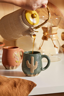 FQR OUTGITTERS波西米亚手工绘画陶器质朴马克杯 LIVING美国URBAN