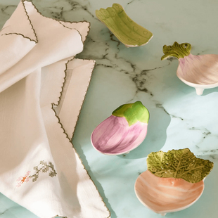 FQRLIVING法国Monoprix正品 法式蔬菜彩绘手工陶瓷盘可爱调料小碟