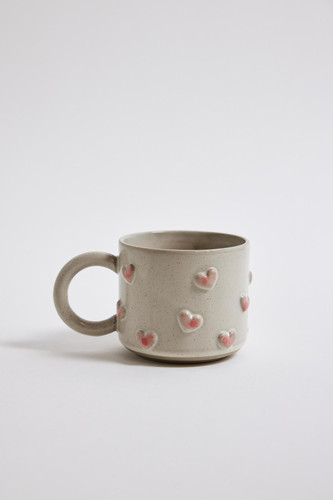 FQRLIVING设计师手工制作绘画爱心图案芝麻点咖啡杯 茶杯