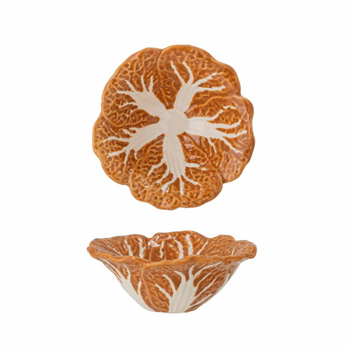 FQR LIVING 丹麦Bloomingville Savanna Bowl 手工陶器棕色叶子碗