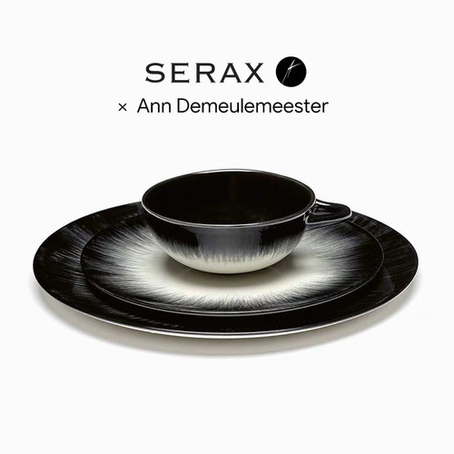 比利时Serax Ann Demeulemeester浓缩咖啡杯子碟陶瓷暗黑色拉花杯