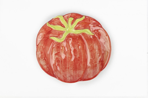 FQRLIVING PLATO TOMATE手工制作绘画陶器造型番茄餐盘 沙拉盘