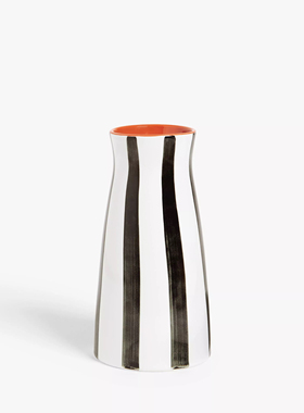 FQR LIVING英国PARTNERS手工绘画黑色条纹陶器花瓶 家居装饰 摆件