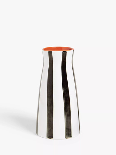 FQR LIVING英国PARTNERS手工绘画黑色条纹陶器花瓶 家居装饰 摆件